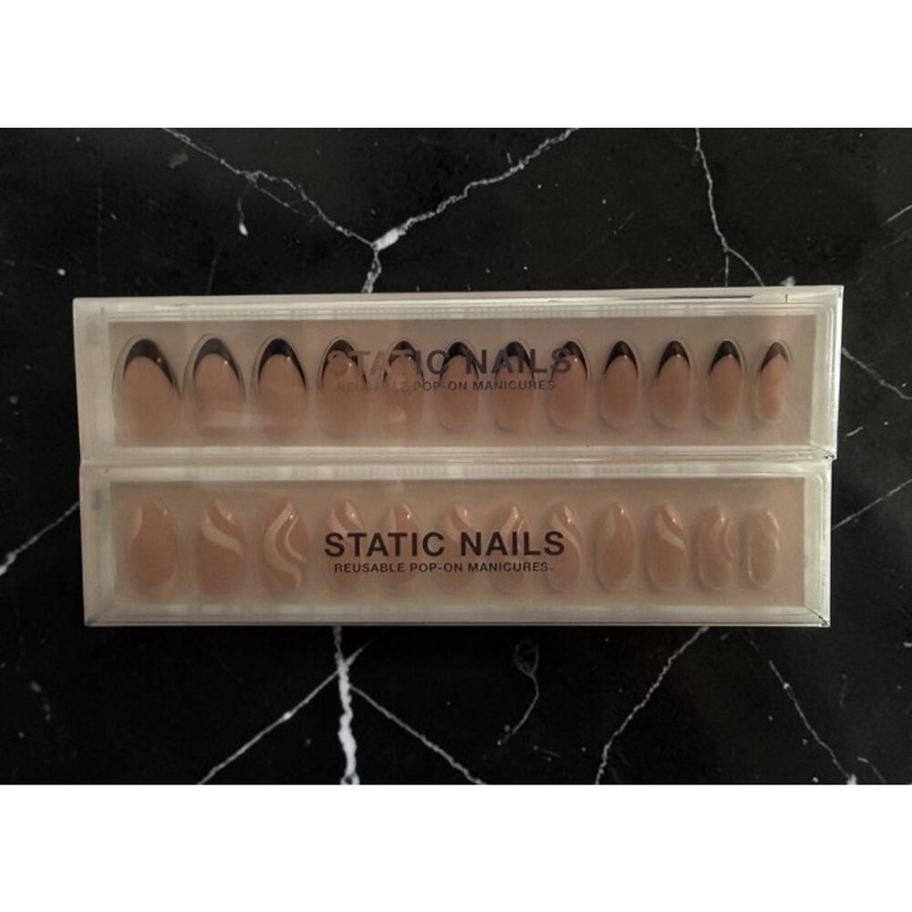 STATIC NAILS Reusable Pop-On Manicures SWAY (WHITE) + BLACK FRENCH ~ NIB *READ